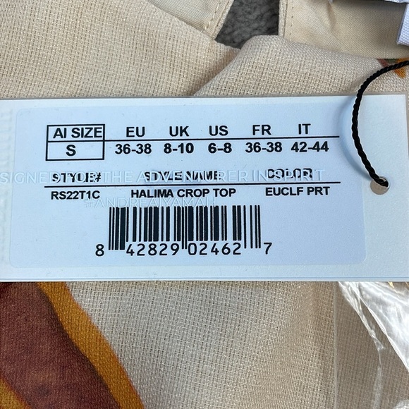 NWT Andrea Iyamah Halima Crop Top Resort Wear Cover Up Eucalyptus Leaves Sz S - Picture 10 of 15